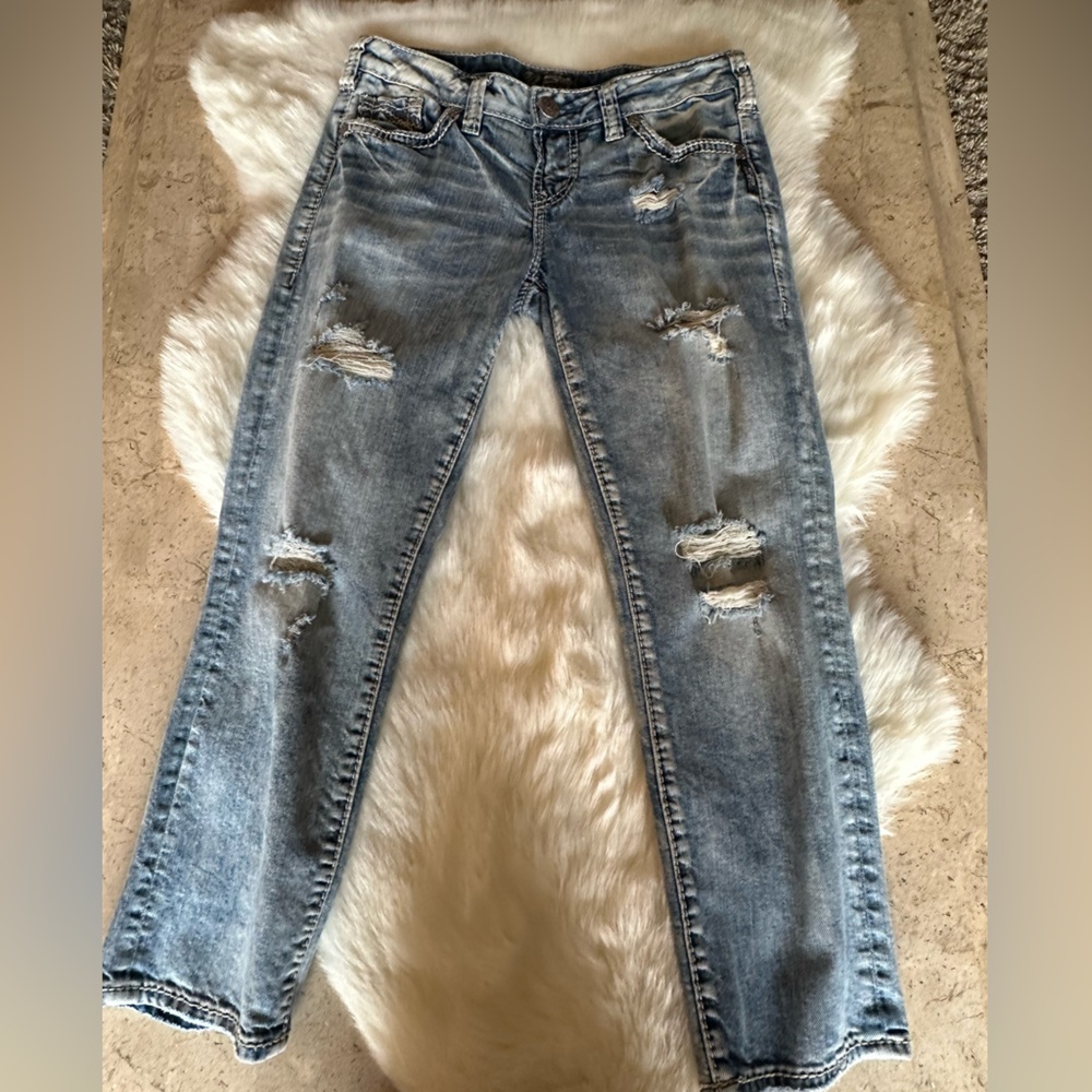 Silver Aiko Light Blue Distressed Women's Jeans
